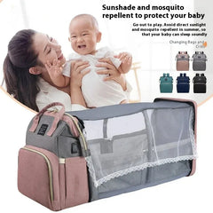 Portable Baby Bed Diaper Bag Backpack - Waterproof Maternity Travel Bag