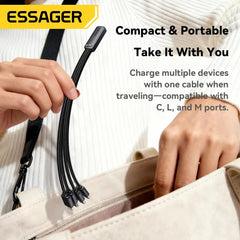 Essager 4-in-1 Fast Charging Cable Kit | Portable Multi-USB Travel Adapter