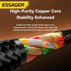 Essager 90 Degree Multi-Charging Cable - 3A Fast Charger for iPhone & iPad