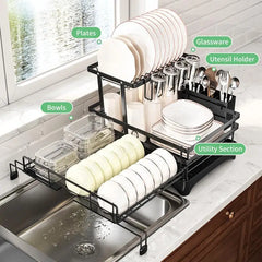 2-Tier Foldable Over-Sink Dish Drying Rack | Space Saving