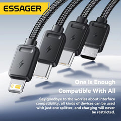 Essager 4-in-1 Fast Charging Cable Kit | Portable Multi-USB Travel Adapter