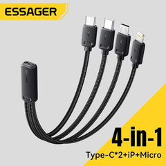 Essager 4-in-1 Fast Charging Cable Kit | Portable Multi-USB Travel Adapter