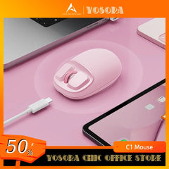 YUNZII C1 3-Mode Wireless Mouse - Lightweight Silent Bluetooth Mice
