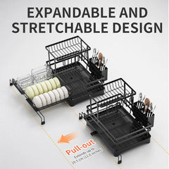2-Tier Foldable Over-Sink Dish Drying Rack | Space Saving