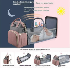 Portable Baby Bed Diaper Bag Backpack - Waterproof Maternity Travel Bag