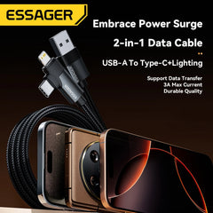 Essager 90 Degree Multi-Charging Cable - 3A Fast Charger for iPhone & iPad