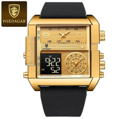 POEDAGAR Men’s Quartz Watch – Waterproof Leather Chronograph | Luminous Design