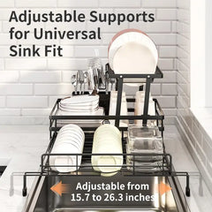 2-Tier Foldable Over-Sink Dish Drying Rack | Space Saving