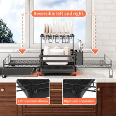 2-Tier Foldable Over-Sink Dish Drying Rack | Space Saving