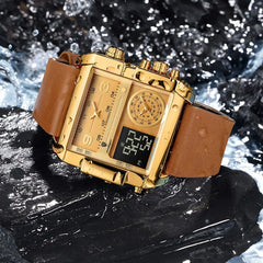 POEDAGAR Men’s Quartz Watch – Waterproof Leather Chronograph | Luminous Design