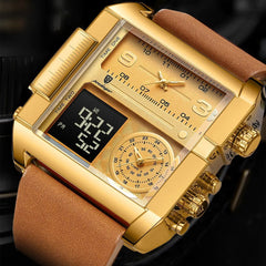 POEDAGAR Men’s Quartz Watch – Waterproof Leather Chronograph | Luminous Design