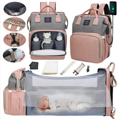 Portable Baby Bed Diaper Bag Backpack - Waterproof Maternity Travel Bag