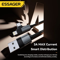 Essager 90 Degree Multi-Charging Cable - 3A Fast Charger for iPhone & iPad