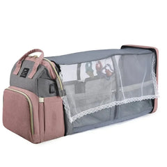 Portable Baby Bed Diaper Bag Backpack - Waterproof Maternity Travel Bag