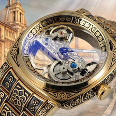 Forsining Retro Skeleton Watch | Men’s Engraved Mechanical