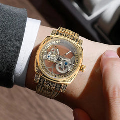 Forsining Retro Skeleton Watch | Men’s Engraved Mechanical